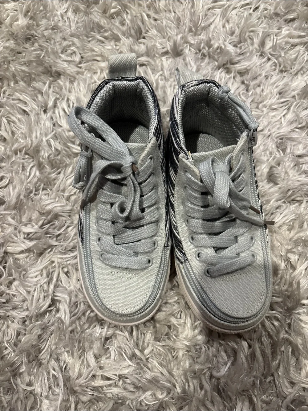 Billy Footwear Toddler Classic High Top Shoes - Grey And Black Stripes Size 12W